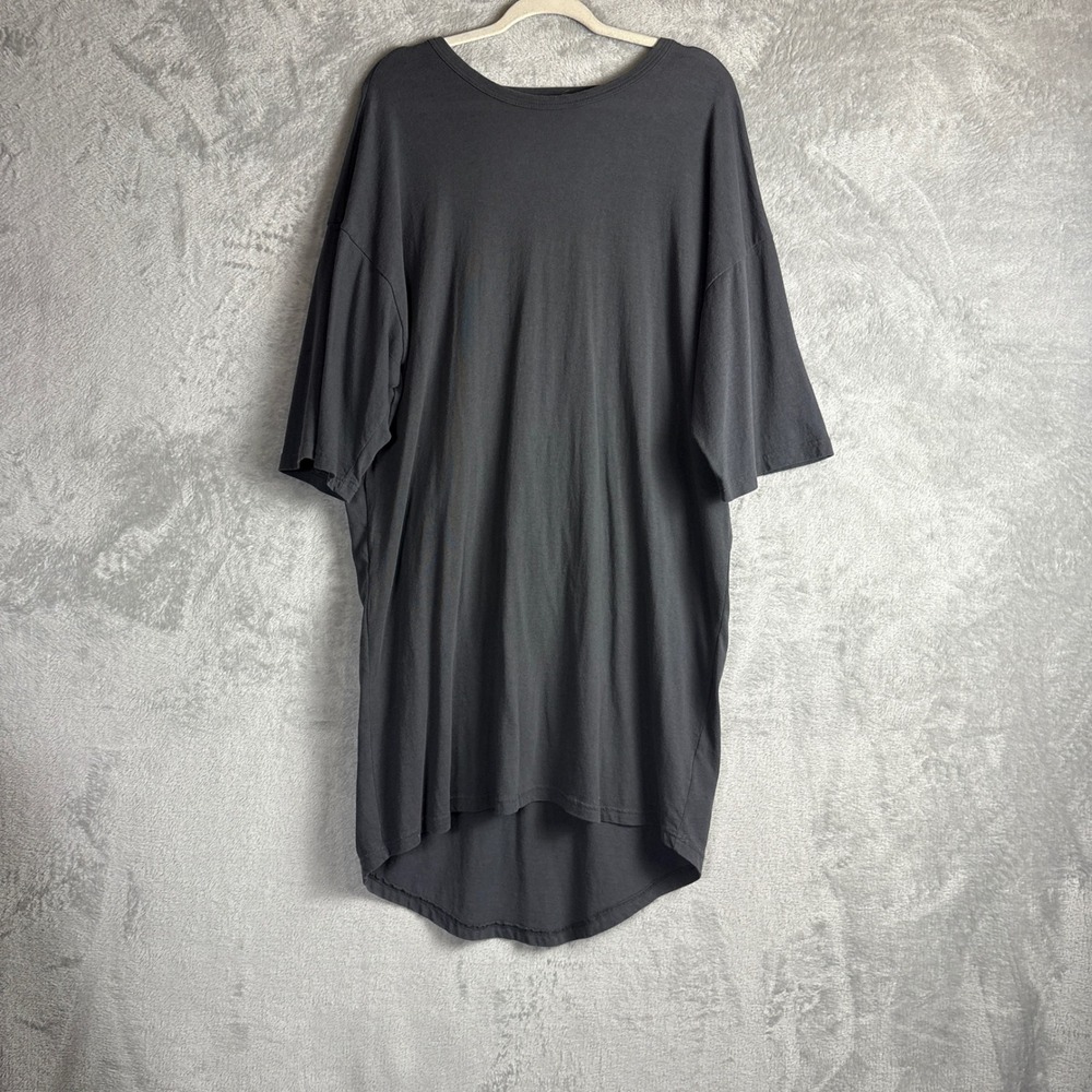Oak + Fort Dress Oversized Open Back T-Shirt OS Gray Cotton Draped High Low